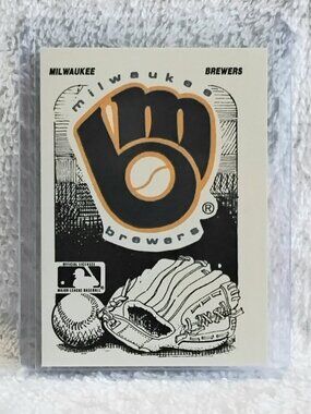 3/$15 Mint 1987 Fleer Update Milwaukee Brewers MLB Team Logo Sticker Card!!